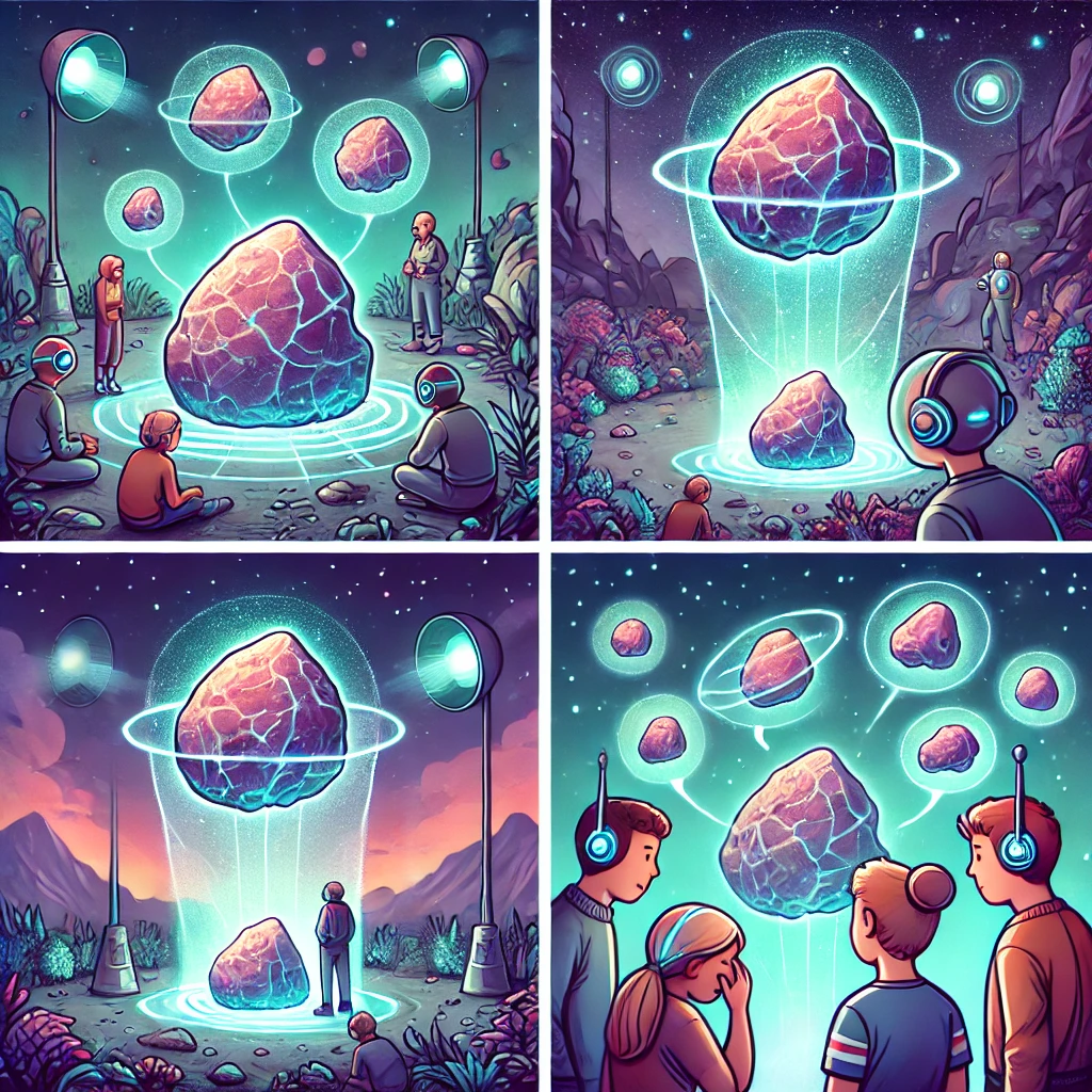 Glowing telepathic rock